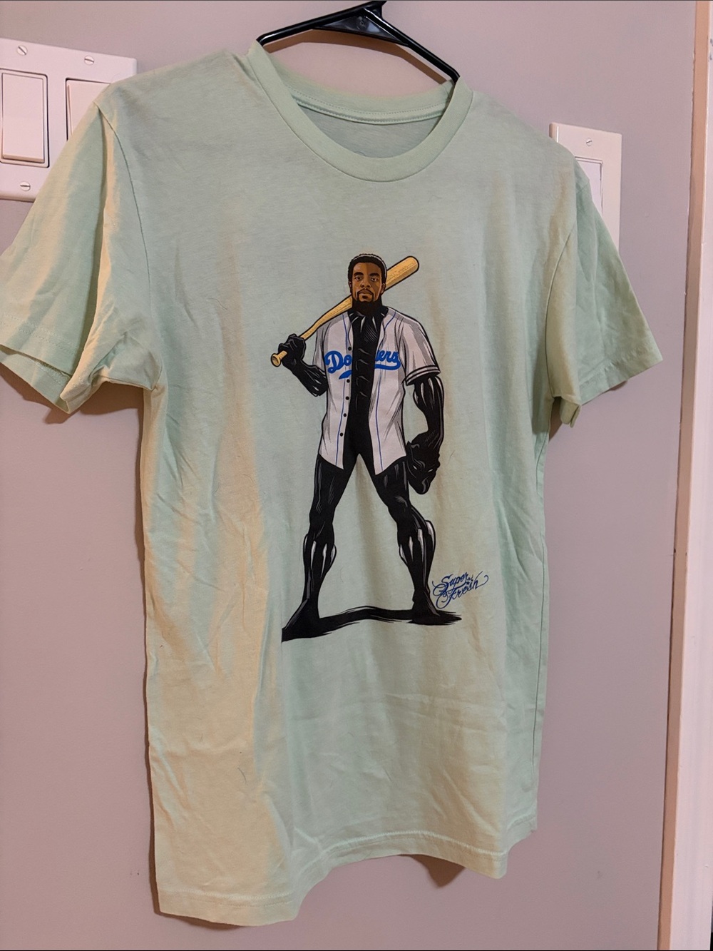 Men's Light Green Graphic Baseball Tee - Brand